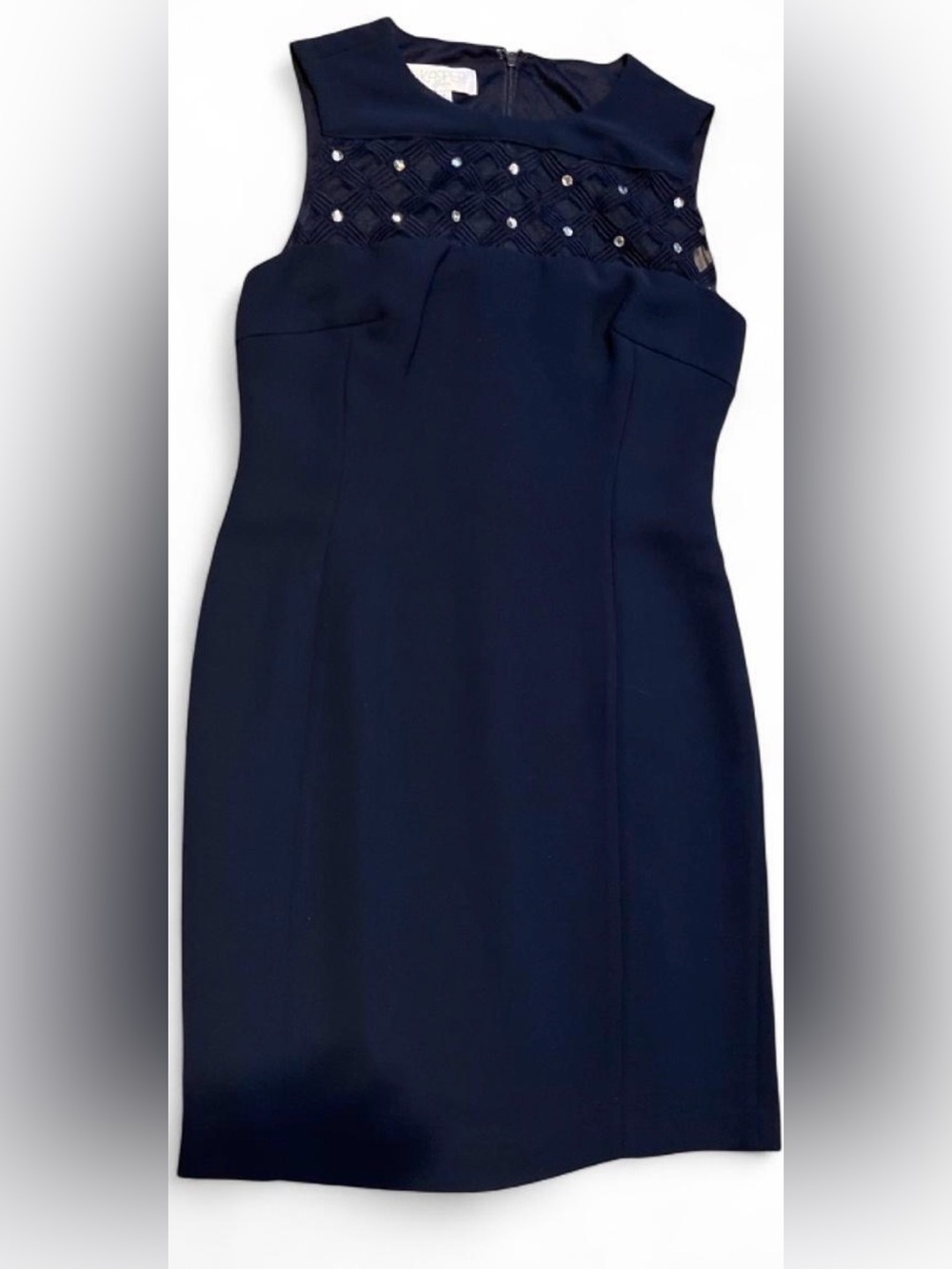 Kasper navy  Rhinestone Embellished Sheath Dress Size 6